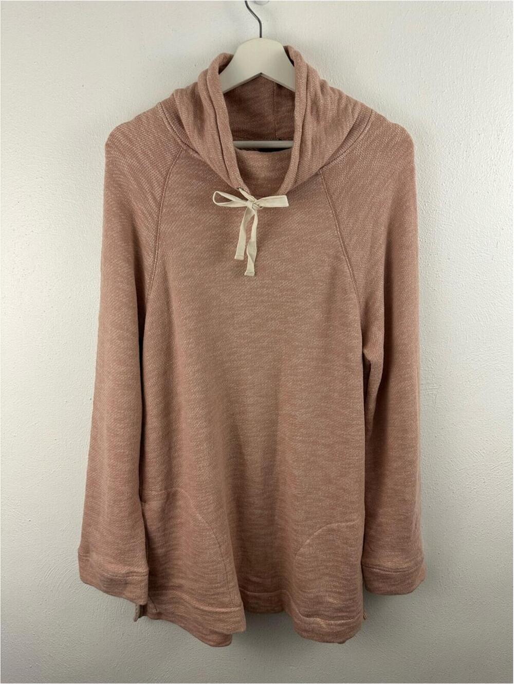 J. CREW FUNNEL NECK PINK SWEATSHIRT DRAWSTRING NECKLINE WOMEN'S SIZE L/XL